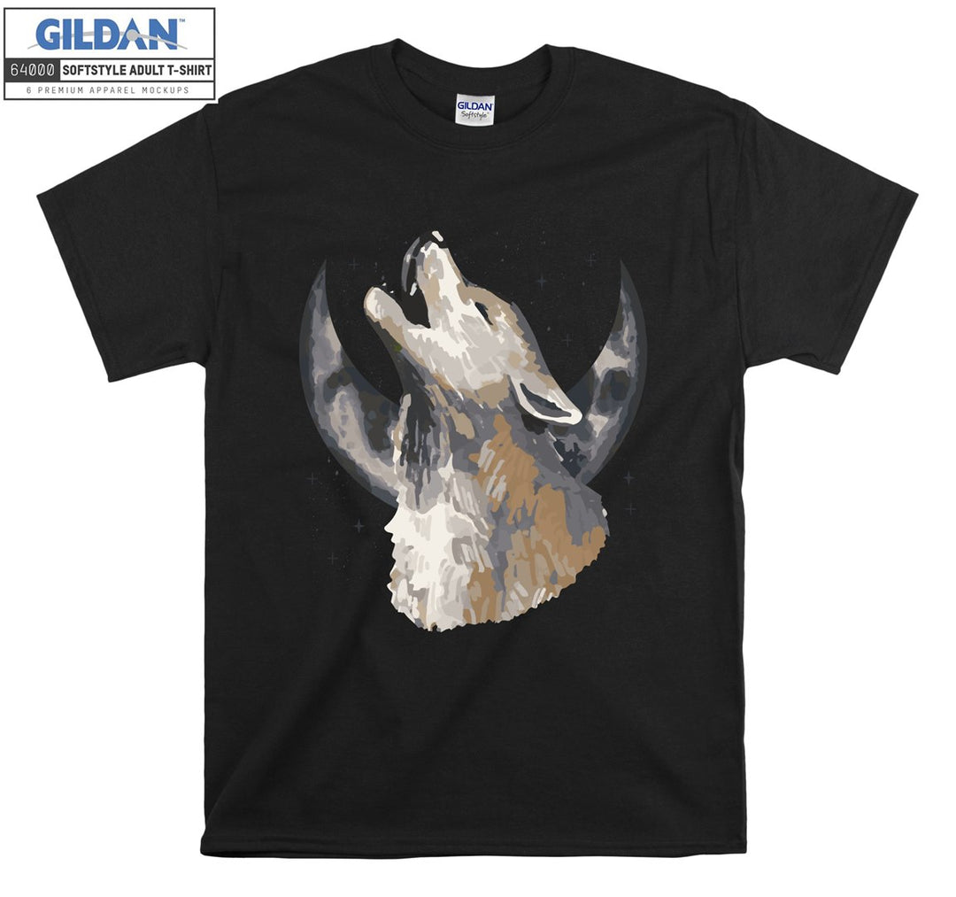 Grey Wolf And Moon T-shirt