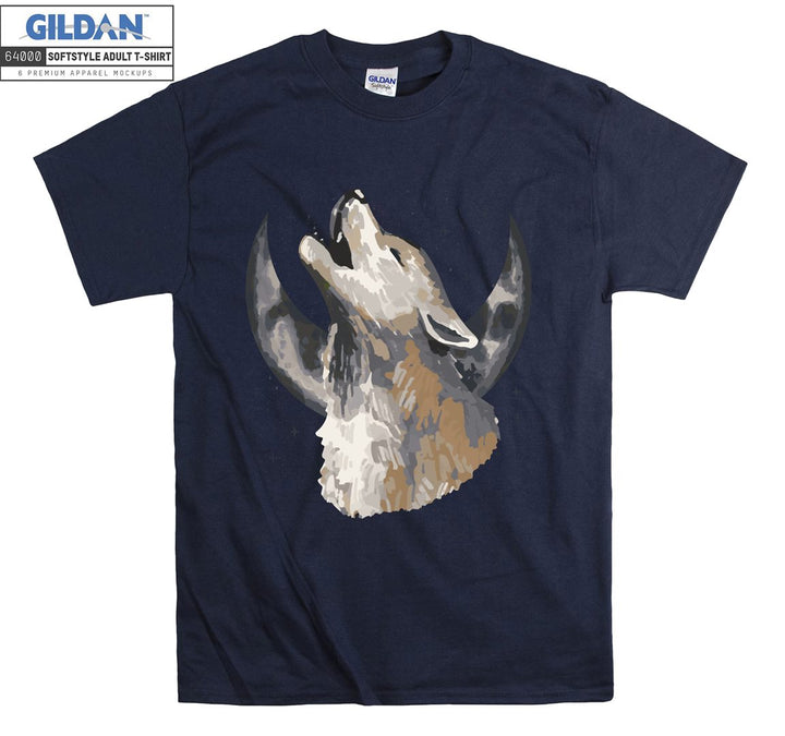 Grey Wolf And Moon T-shirt