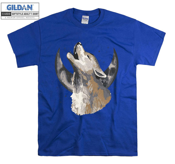 Grey Wolf And Moon T-shirt