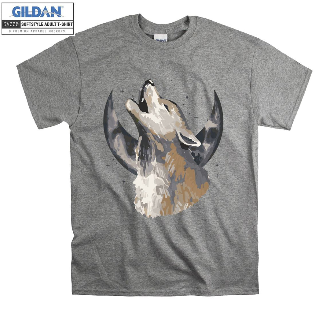 Grey Wolf And Moon T-shirt