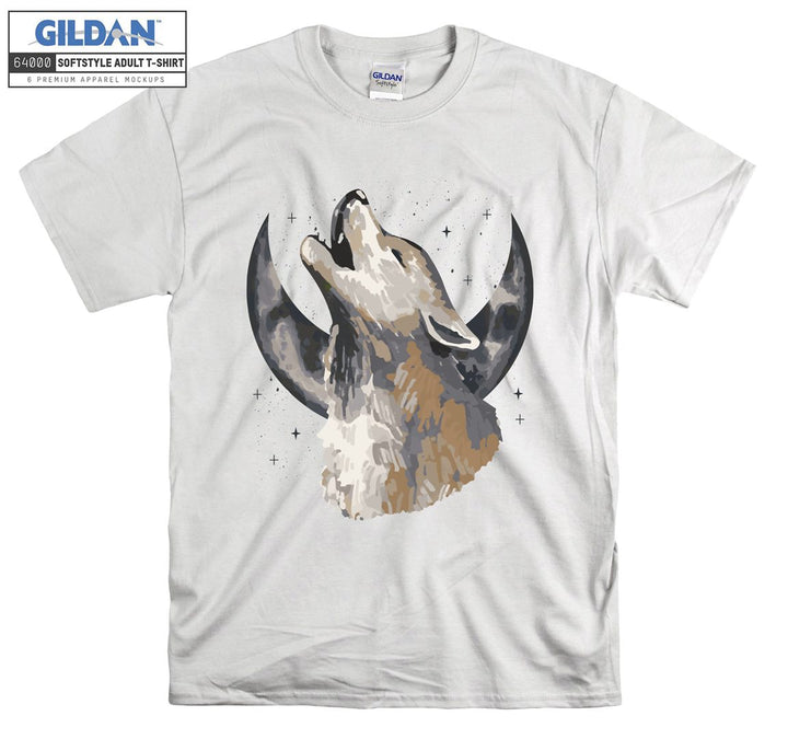 Grey Wolf And Moon T-shirt