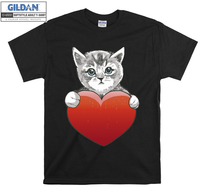 Heart Cat Kitten Cute T-shirt