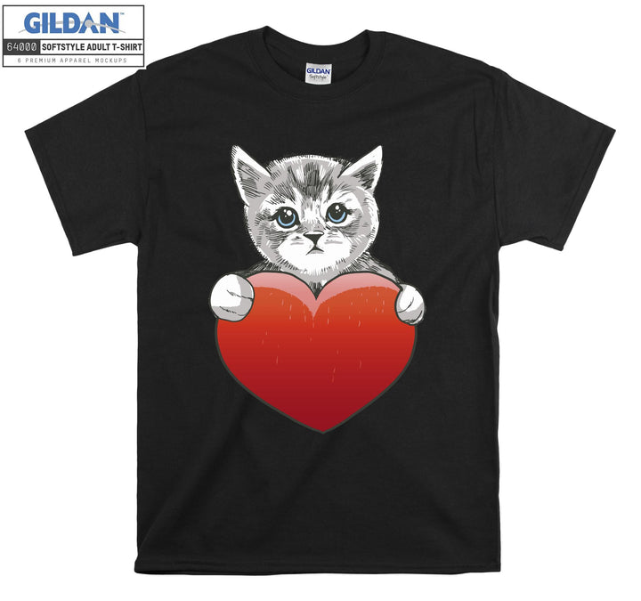 Heart Cat Kitten Cute T-shirt