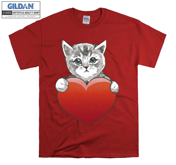 Heart Cat Kitten Cute T-shirt