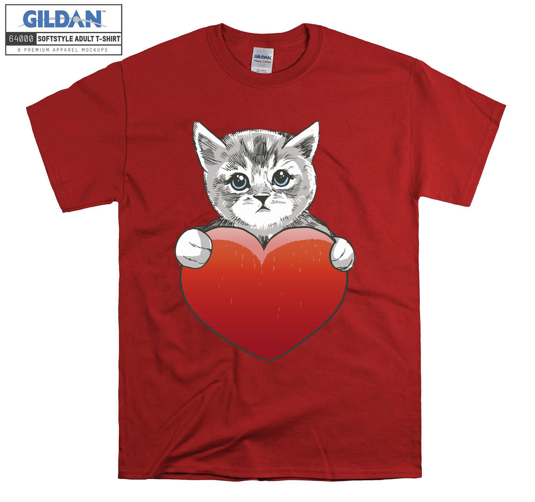 Heart Cat Kitten Cute T-shirt