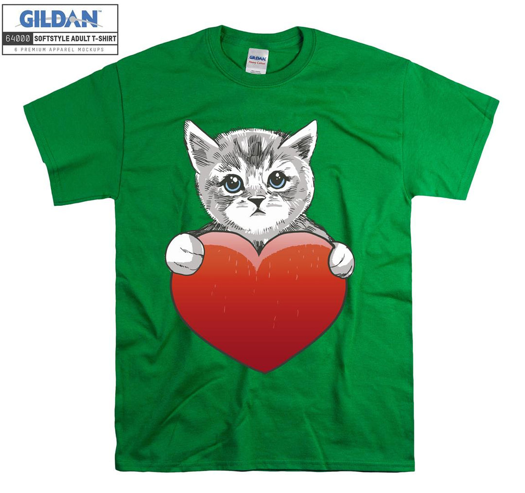 Heart Cat Kitten Cute T-shirt