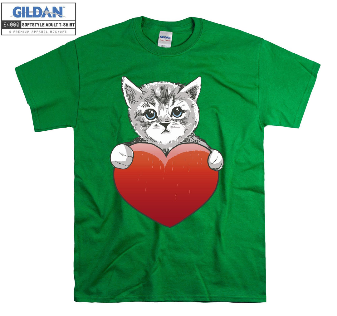 Heart Cat Kitten Cute T-shirt