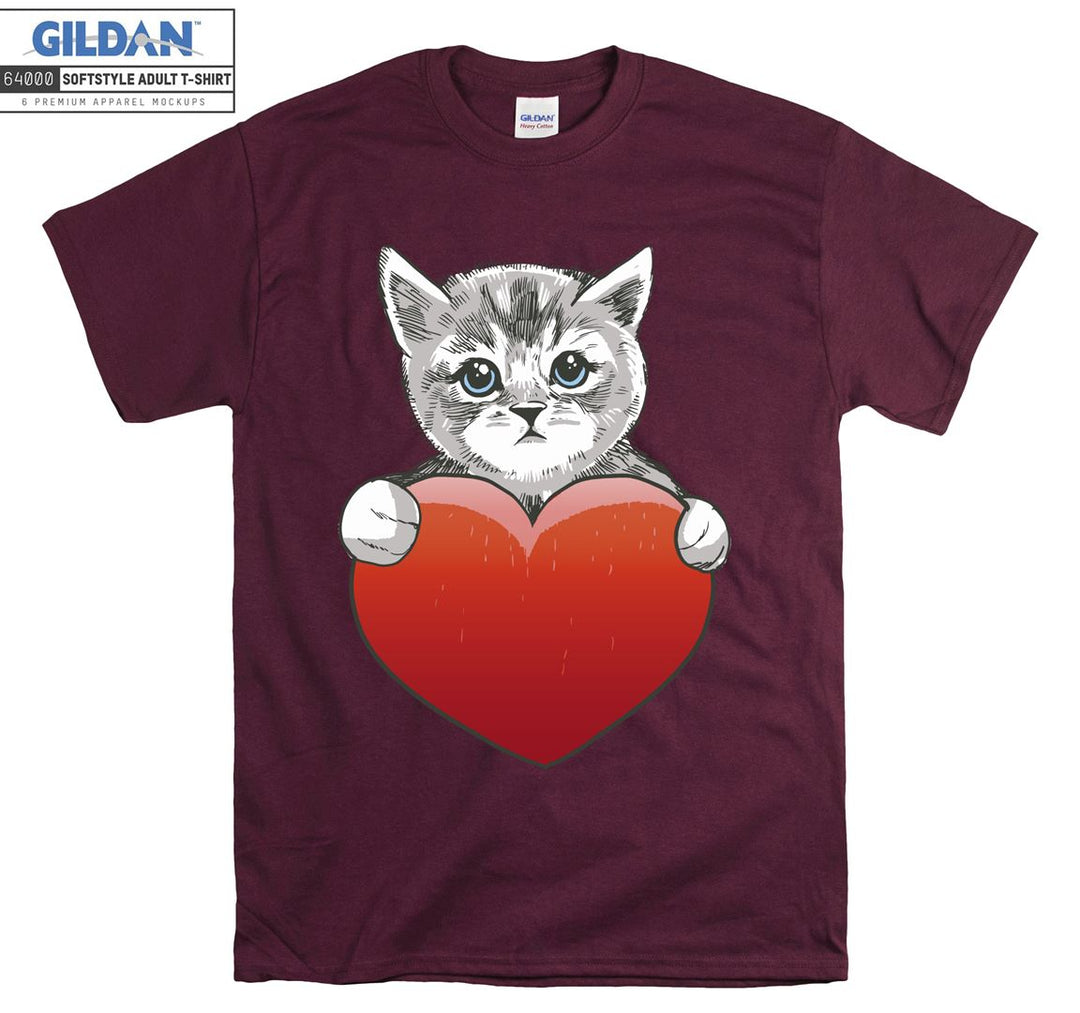 Heart Cat Kitten Cute T-shirt