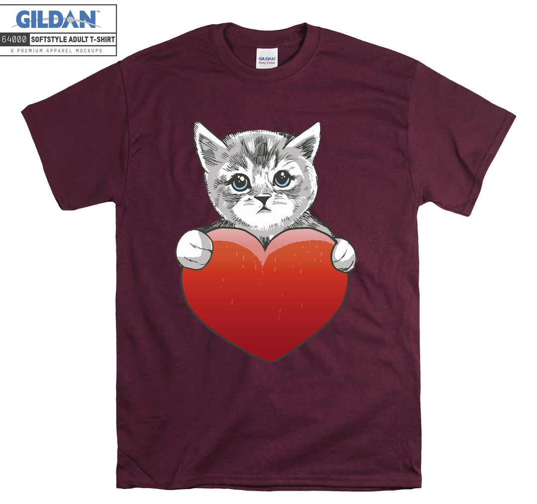 Heart Cat Kitten Cute T-shirt