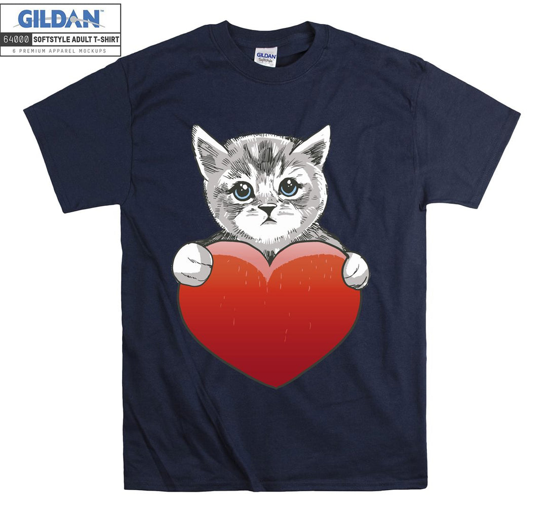 Heart Cat Kitten Cute T-shirt