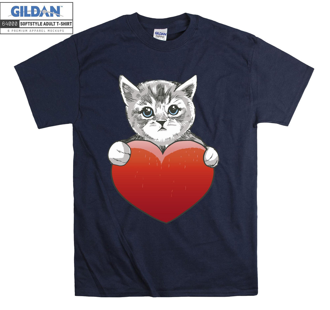 Heart Cat Kitten Cute T-shirt