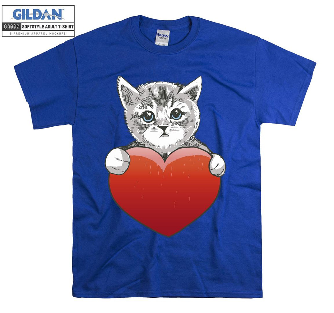 Heart Cat Kitten Cute T-shirt