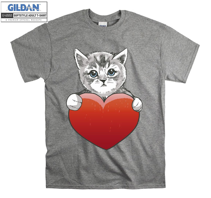 Heart Cat Kitten Cute T-shirt