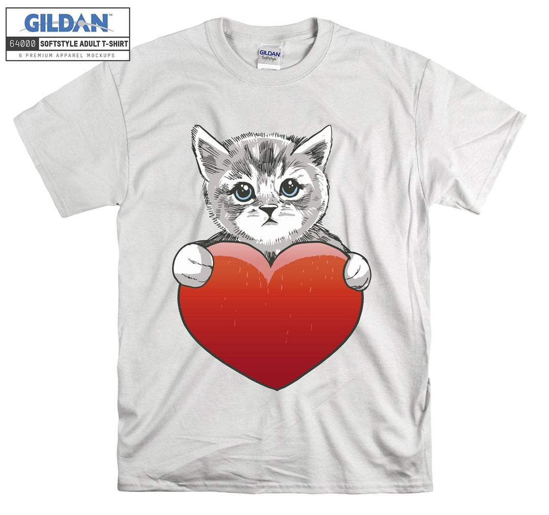 Heart Cat Kitten Cute T-shirt