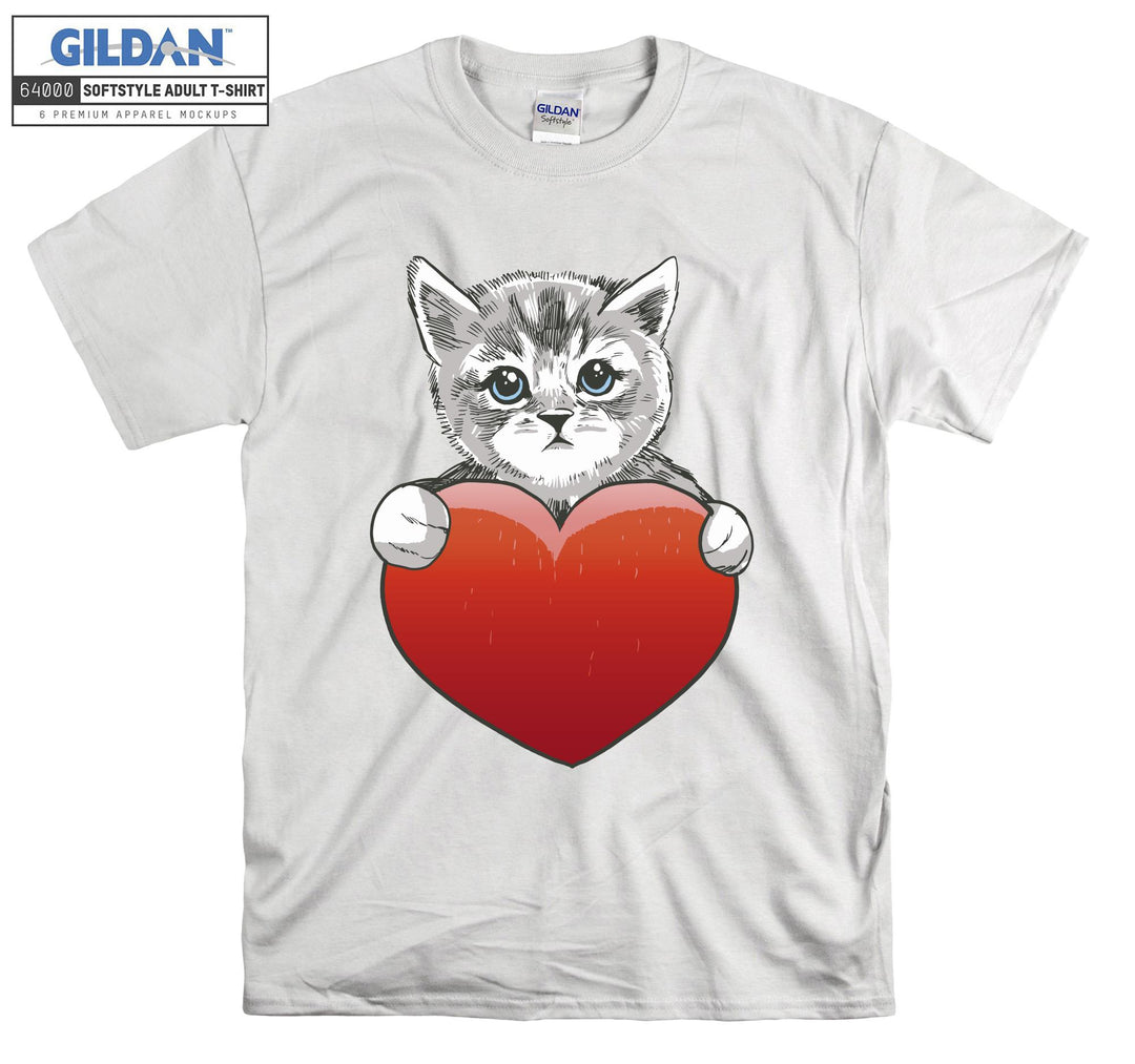 Heart Cat Kitten Cute T-shirt