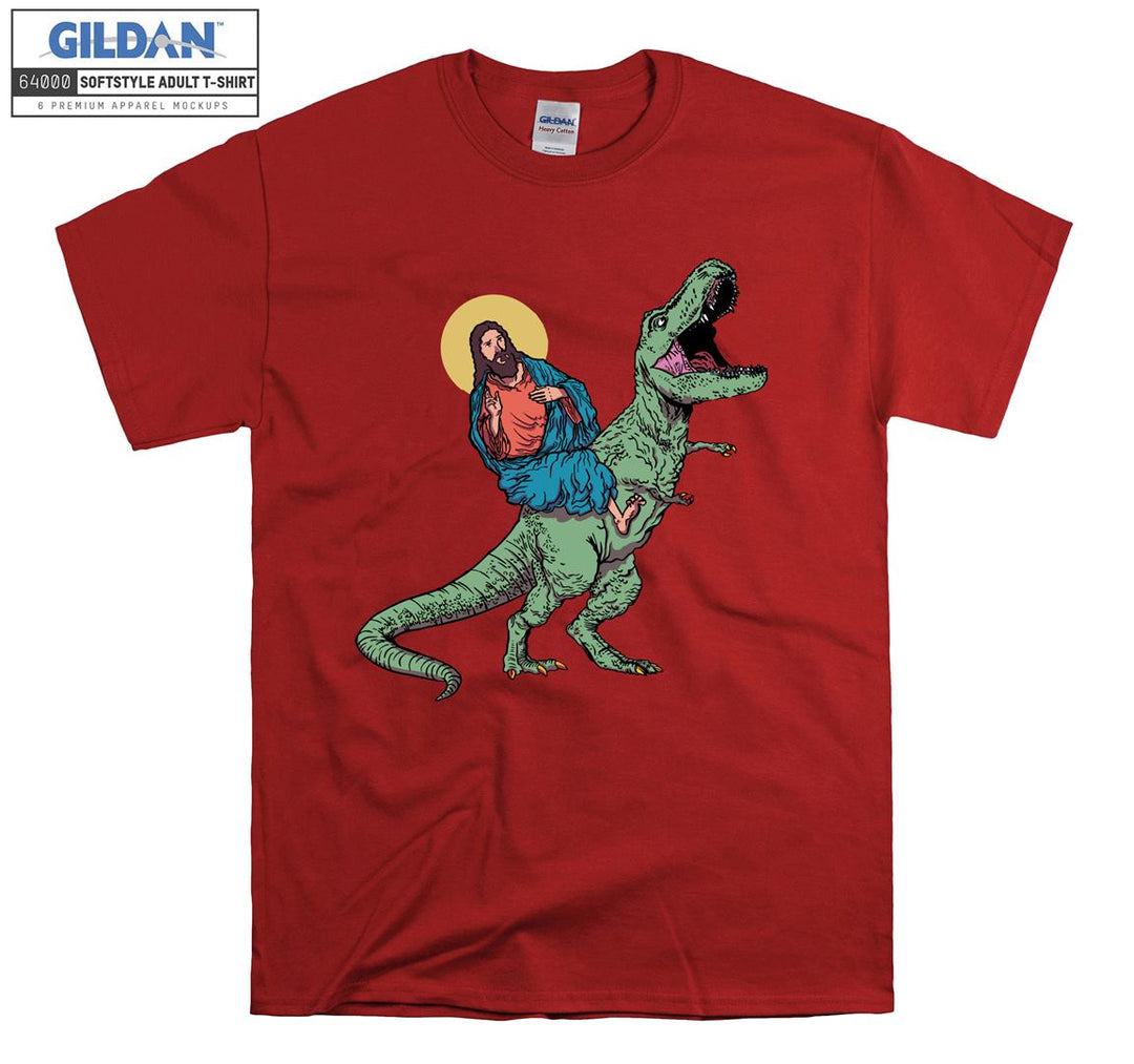 Funny Parody Jesus Riding Dinosaur�� T-shirt