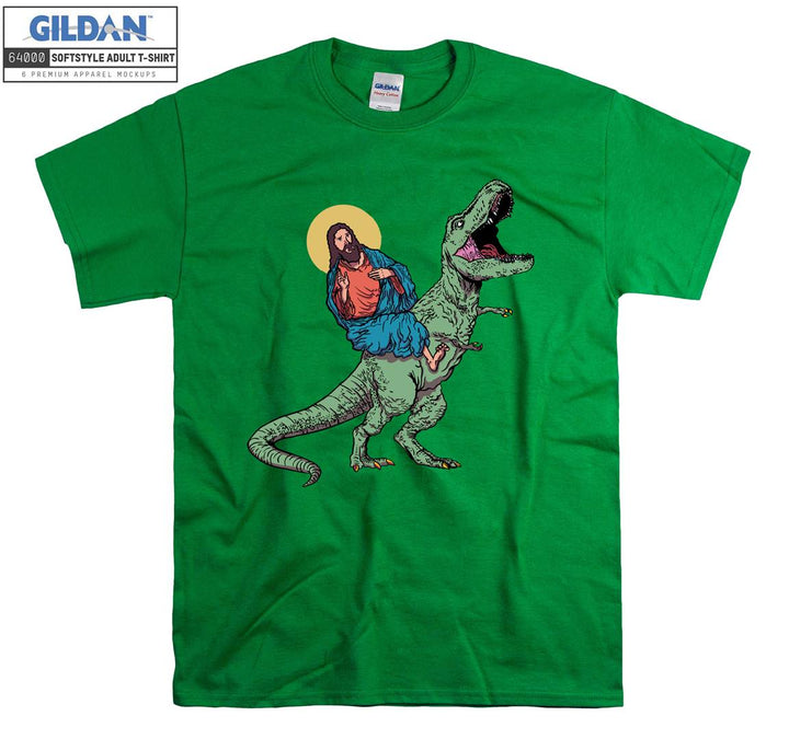 Funny Parody Jesus Riding Dinosaur�� T-shirt