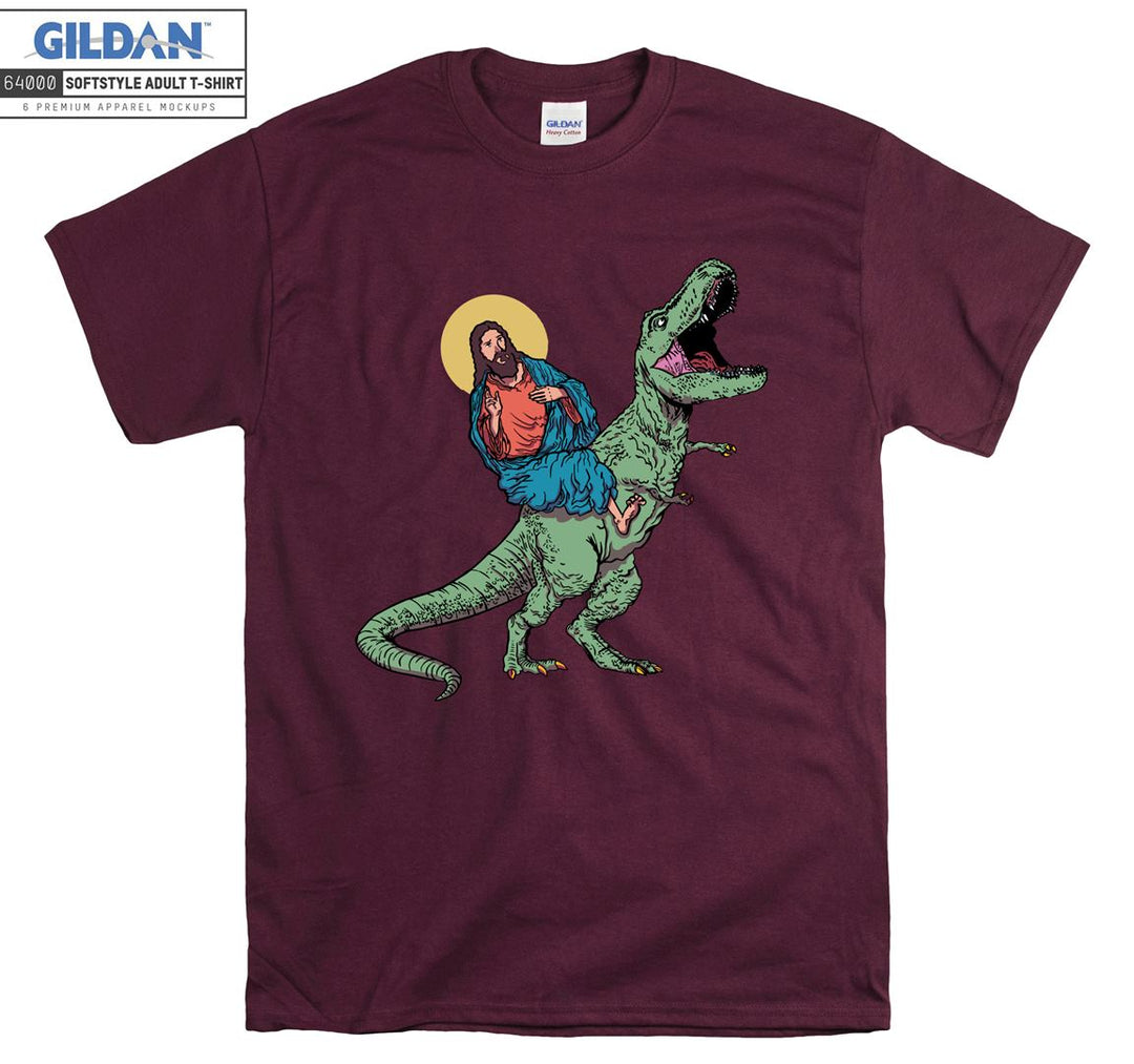 Funny Parody Jesus Riding Dinosaur�� T-shirt