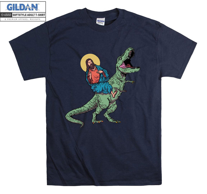 Funny Parody Jesus Riding Dinosaur�� T-shirt