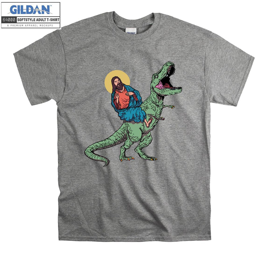 Funny Parody Jesus Riding Dinosaur�� T-shirt