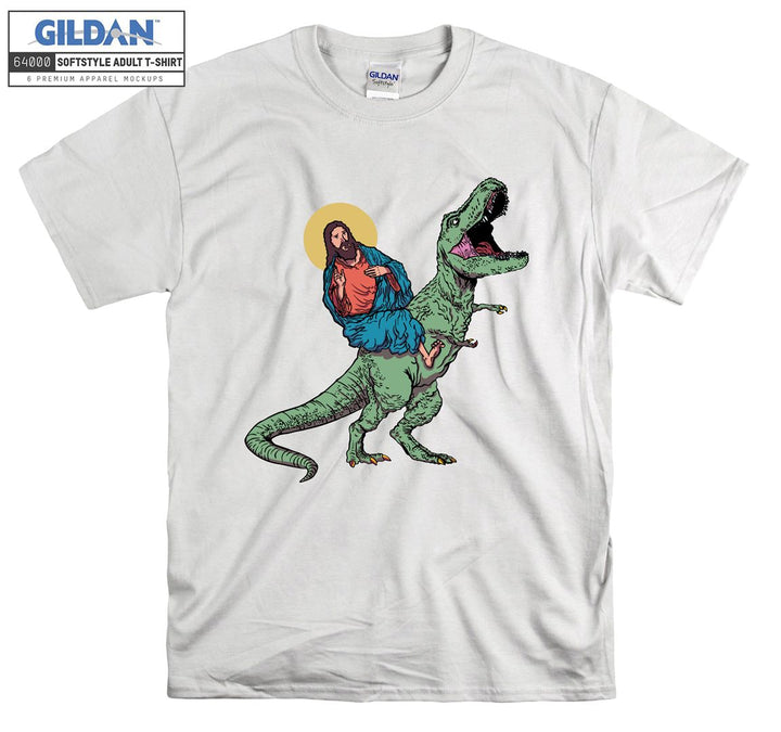 Funny Parody Jesus Riding Dinosaur�� T-shirt