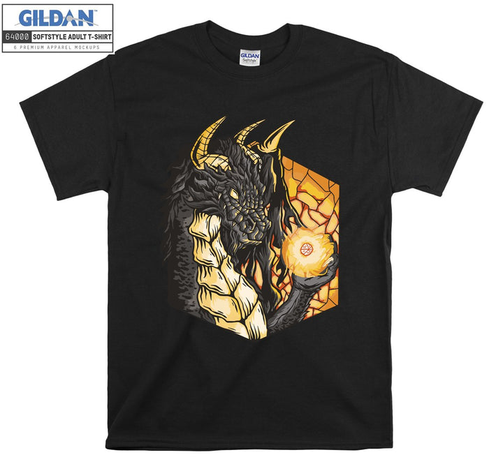 Black Dragon And Fireball T-shirt