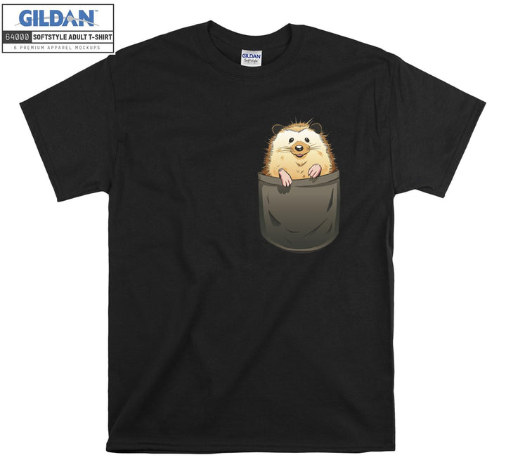 Sweet Brown Hedgehog In Pocket T-shirt