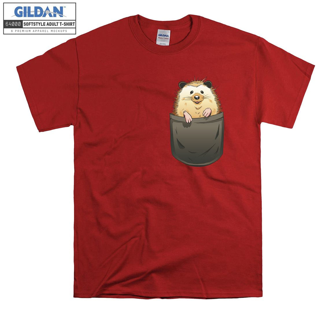 Sweet Brown Hedgehog In Pocket T-shirt