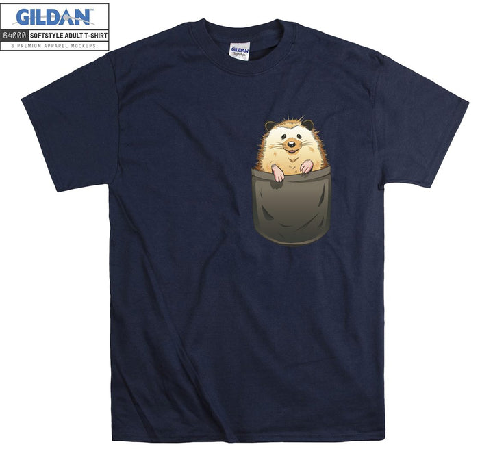 Sweet Brown Hedgehog In Pocket T-shirt