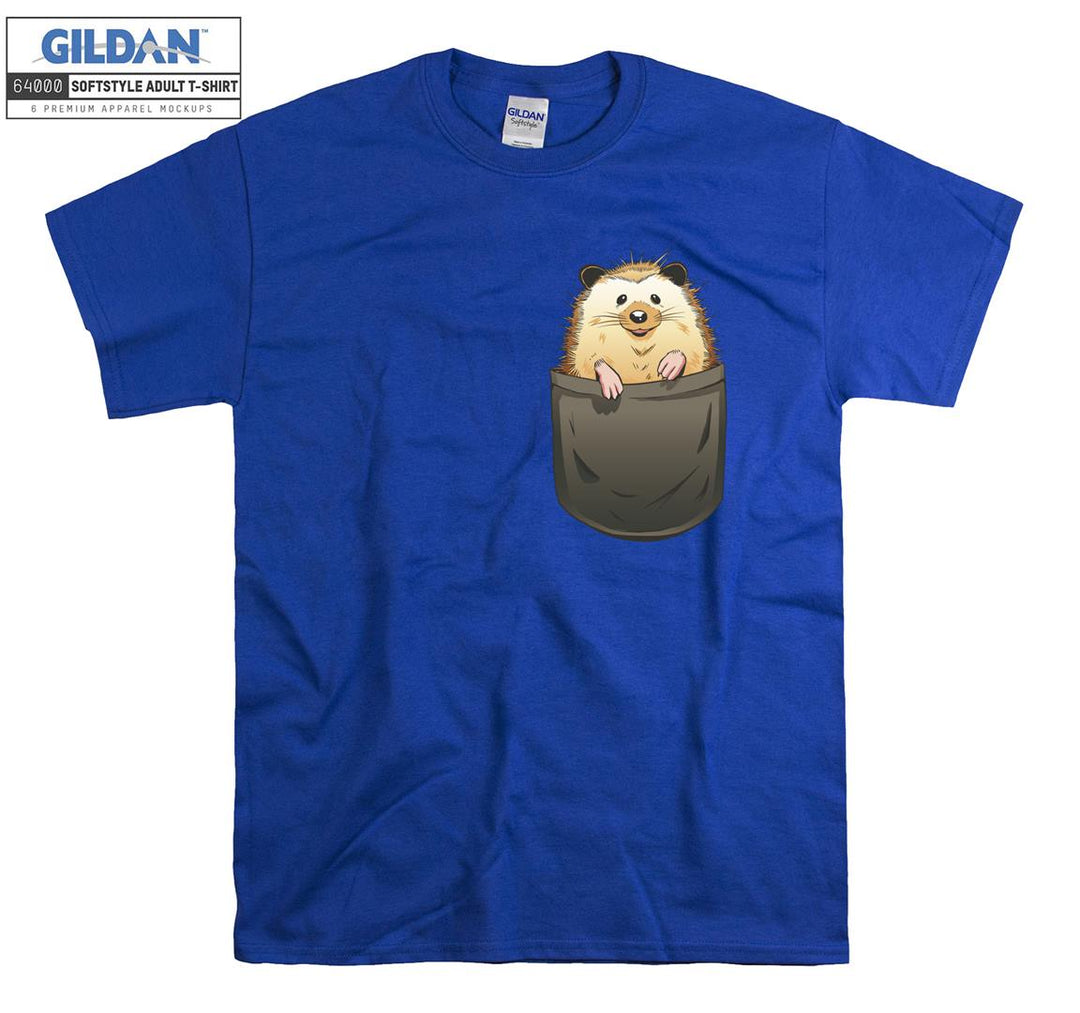 Sweet Brown Hedgehog In Pocket T-shirt