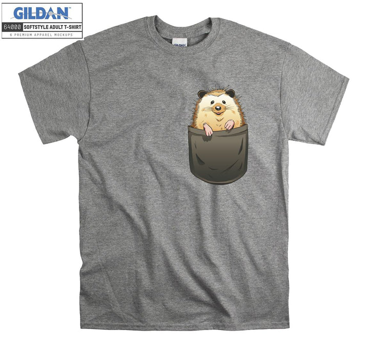 Sweet Brown Hedgehog In Pocket T-shirt