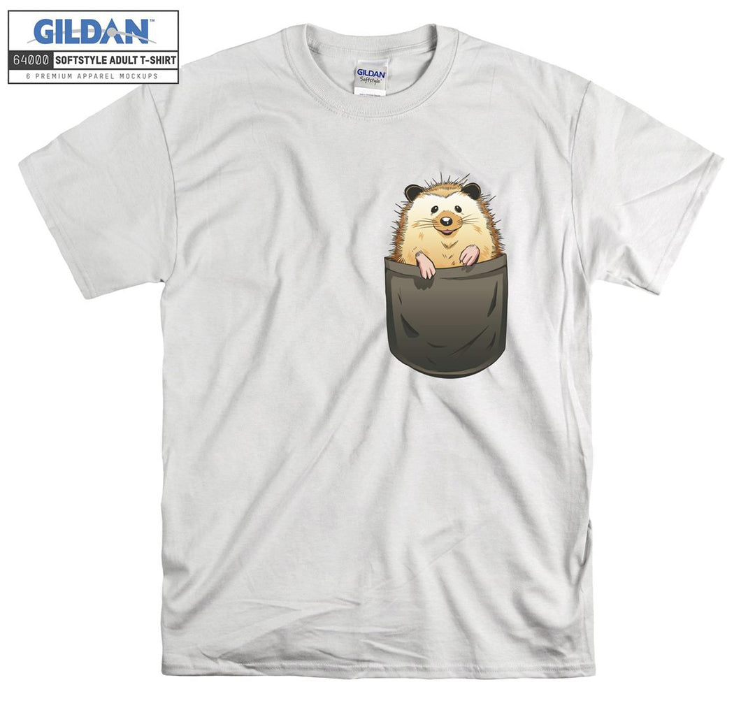 Sweet Brown Hedgehog In Pocket T-shirt