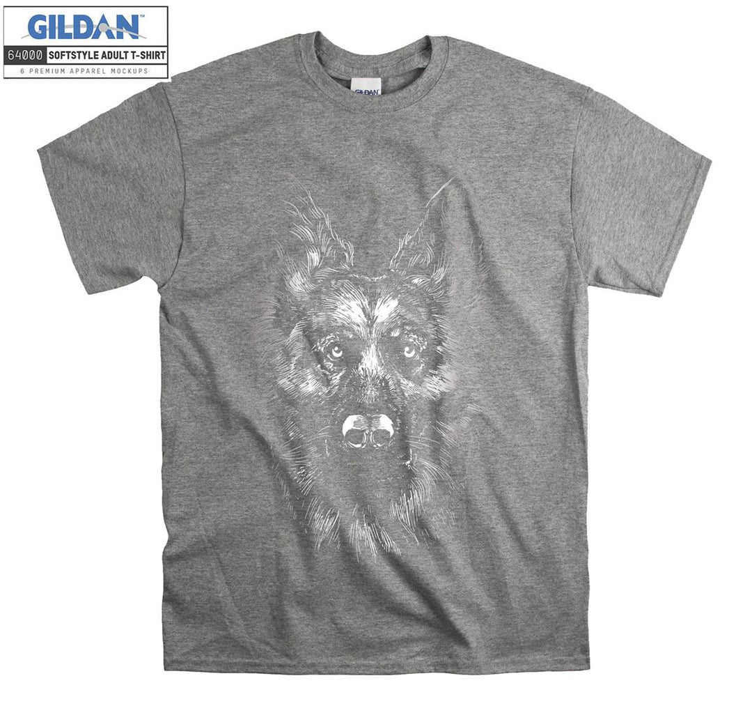 Alone cool dog face figure T-shirt