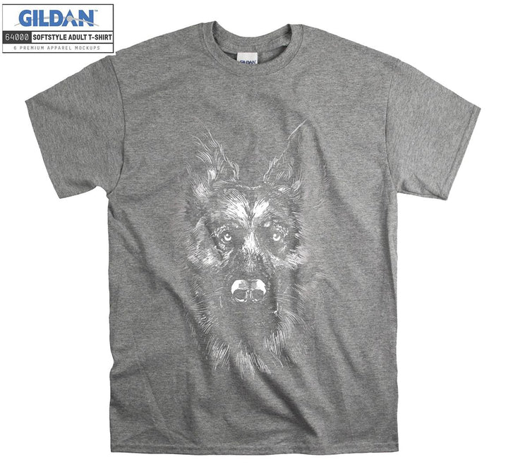 Alone cool dog face figure T-shirt