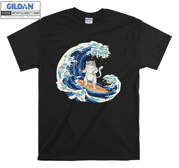 Cat Surfing Japanese T-shirt