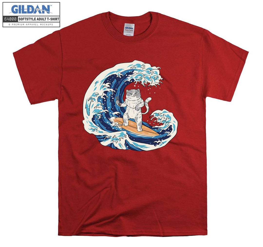 Cat Surfing Japanese T-shirt