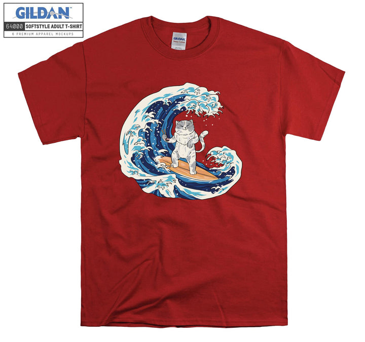 Cat Surfing Japanese T-shirt