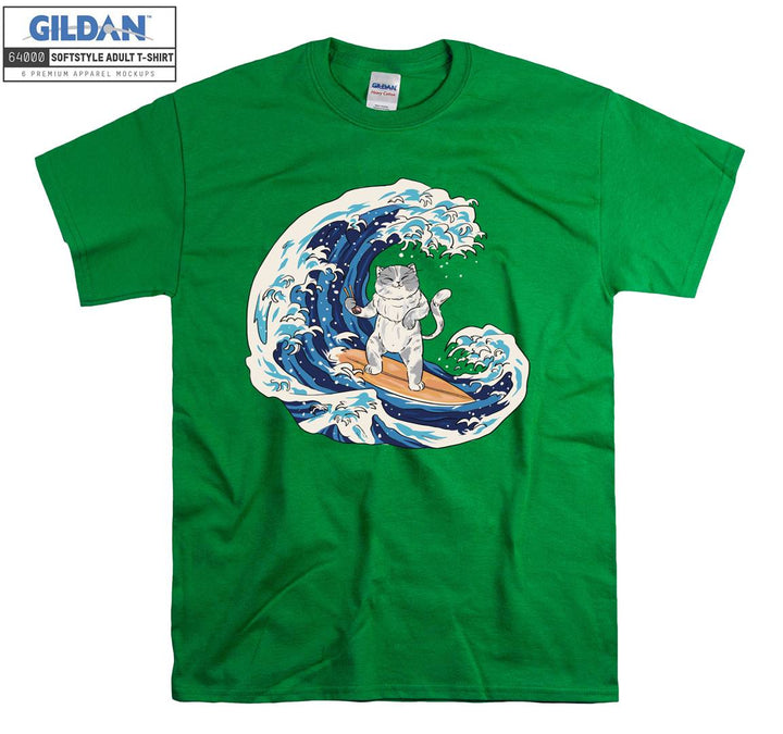 Cat Surfing Japanese T-shirt