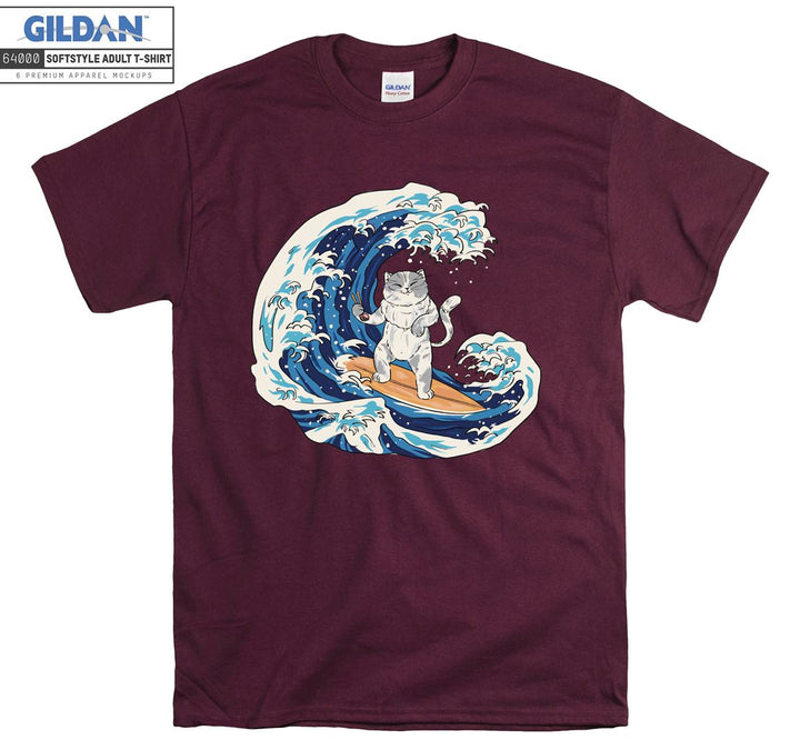 Cat Surfing Japanese T-shirt