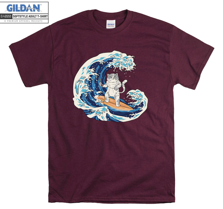 Cat Surfing Japanese T-shirt