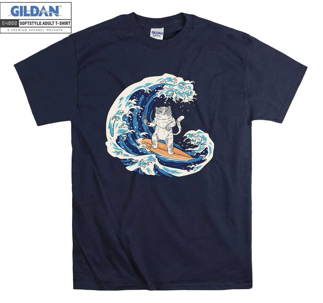 Cat Surfing Japanese T-shirt