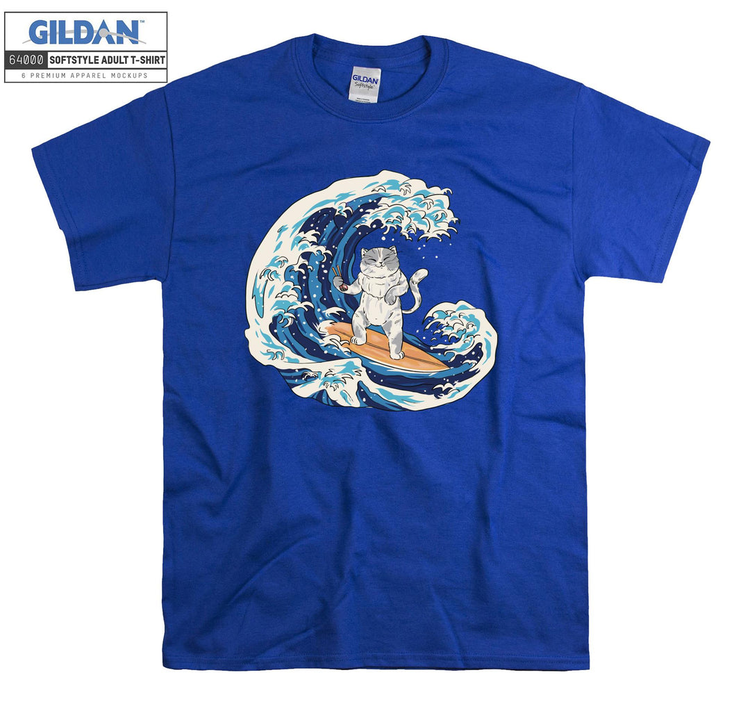 Cat Surfing Japanese T-shirt