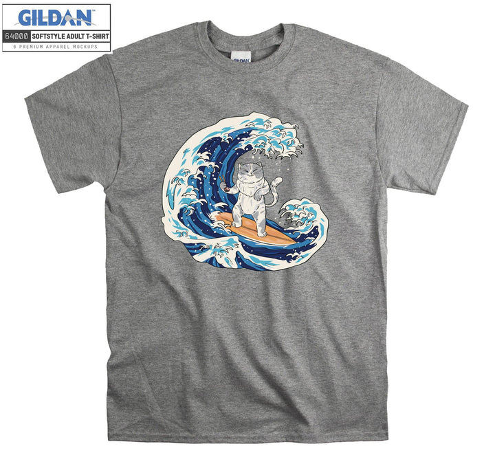 Cat Surfing Japanese T-shirt
