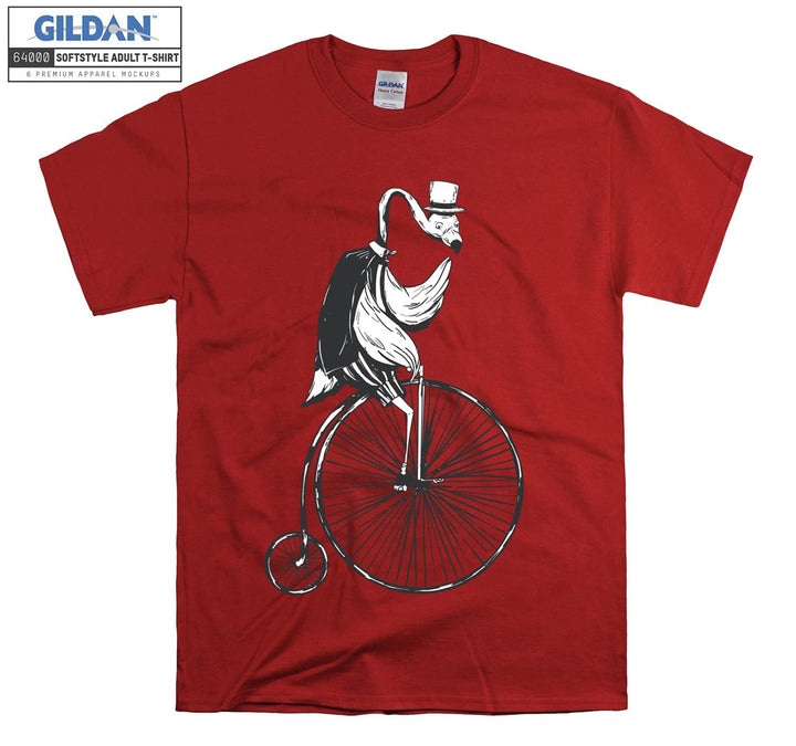 Flamingo Cycling Hat Wearing T-shirt