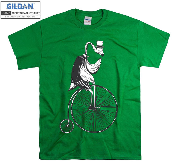 Flamingo Cycling Hat Wearing T-shirt