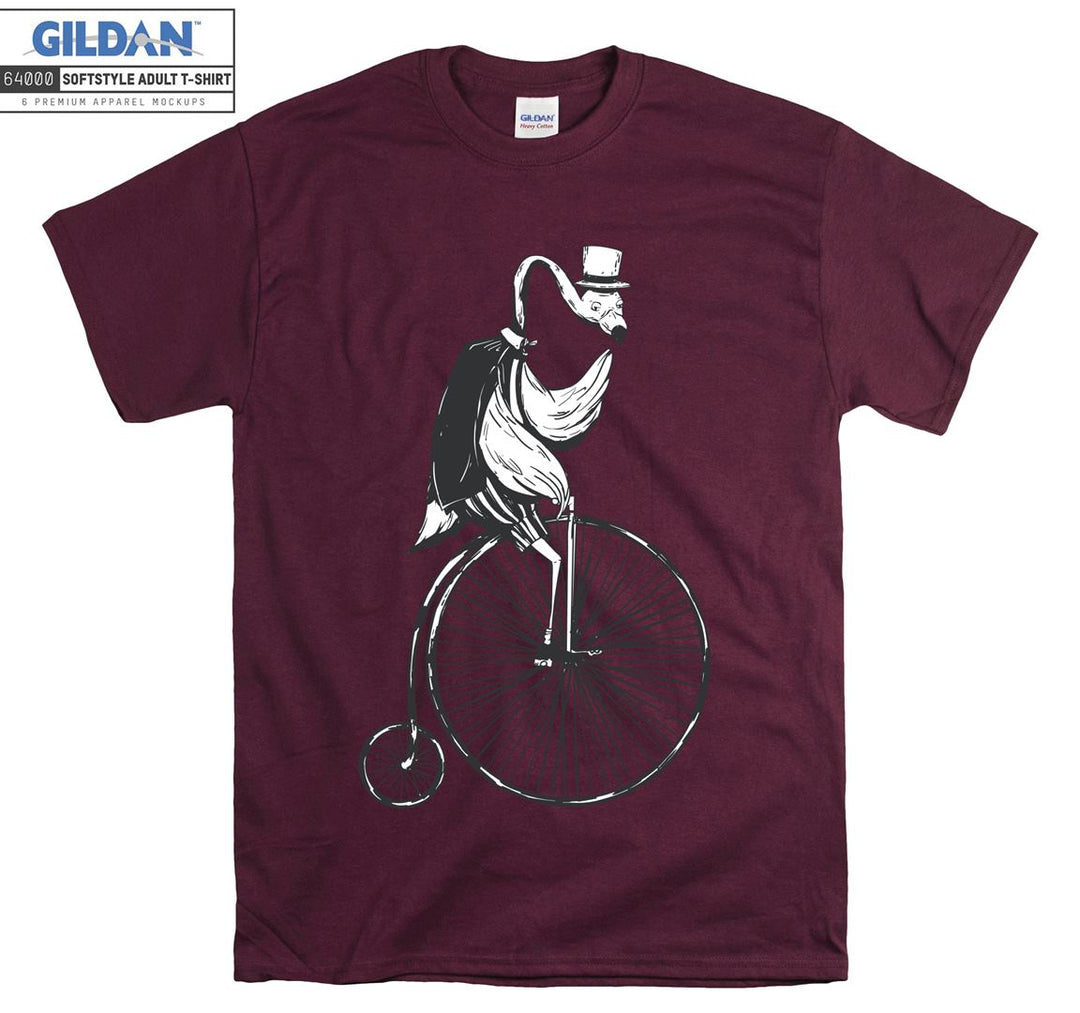 Flamingo Cycling Hat Wearing T-shirt