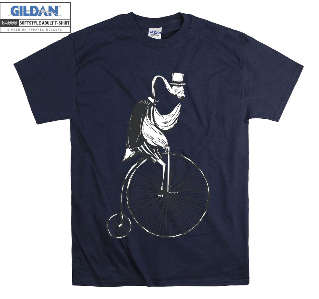 Flamingo Cycling Hat Wearing T-shirt