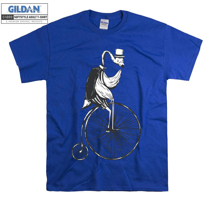 Flamingo Cycling Hat Wearing T-shirt