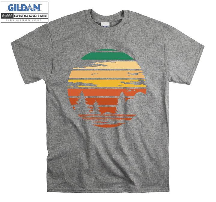 Vintage round background with tree T-shirt
