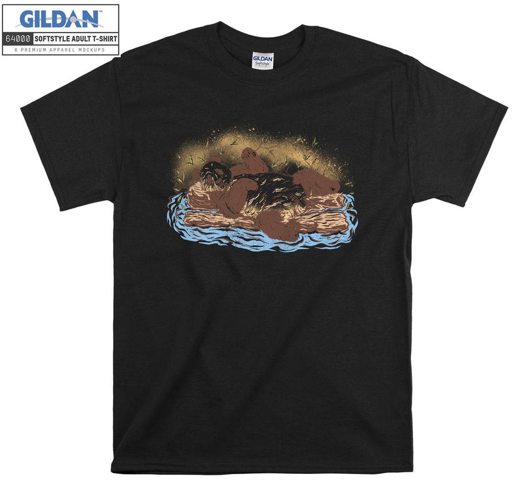 Brown Bear Bathing in Water T-shirt